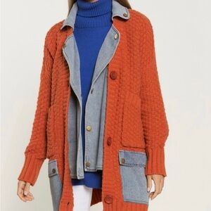 DAVI & DANI Denim and Knit Shacket/Cardigan SIZE M NWT